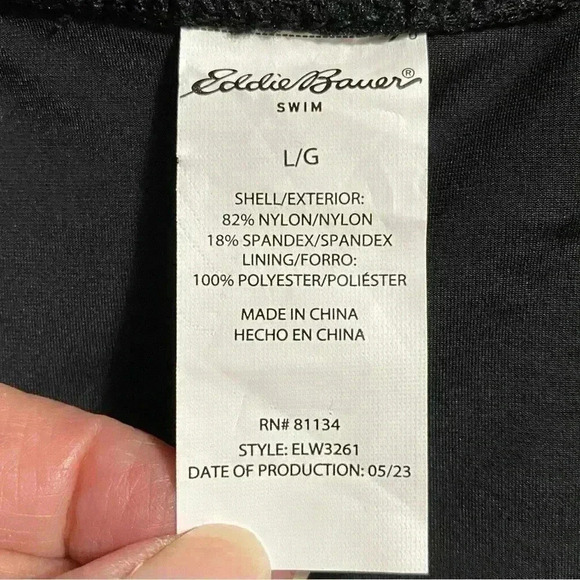 Eddie Bauer L Black Swimsuit One Piece Shaping Ruched Criss Cross Back NWT - Picture 7 of 8